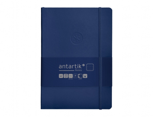 Cuaderno con gomilla Antartik notes tapa blanda A5 hojas puntos azul marino TX54, imagen 3 mini