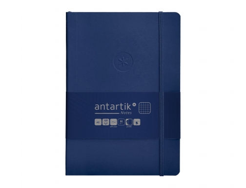 Cuaderno con gomilla Antartik notes tapa blanda A5 hojas cuadricula azul marino TX56, imagen 3 mini