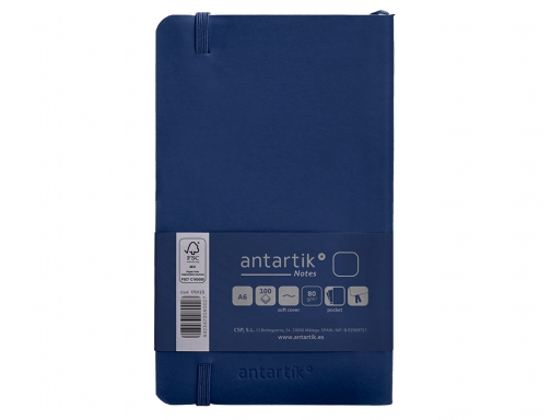 Cuaderno con gomilla Antartik notes tapa blanda A6 hojas lisas azul marino TX57, imagen 4 mini