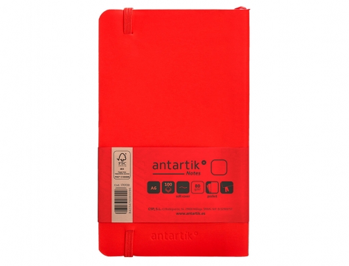 Cuaderno con gomilla Antartik notes tapa blanda A6 hojas lisas rojo 100 TX64, imagen 4 mini