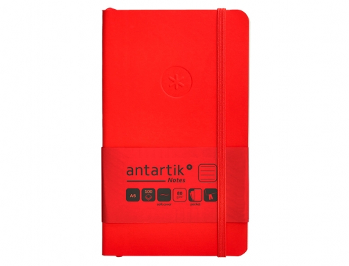 Cuaderno con gomilla Antartik notes tapa blanda A6 rayas rojo 100 hojas TX65, imagen 3 mini