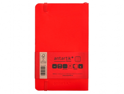 Cuaderno con gomilla Antartik notes tapa blanda A6 rayas rojo 100 hojas TX65, imagen 4 mini