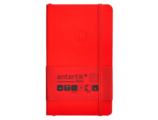 Cuaderno con gomilla Antartik notes tapa blanda A6 cuadricula rojo 100 hojas TX66, imagen 3 mini