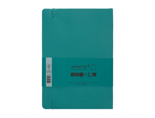 Cuaderno con gomilla Antartik notes tapa blanda A5 hojas lisas verde aguamarina TX67, imagen 4 mini