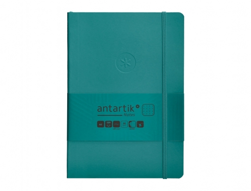 Cuaderno con gomilla Antartik notes tapa blanda A5 hojas puntos verde aguamarina TX68, imagen 3 mini