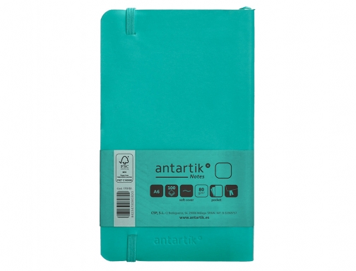 Cuaderno con gomilla Antartik notes tapa blanda A6 hojas lisas turquesa 100 TX85, imagen 4 mini