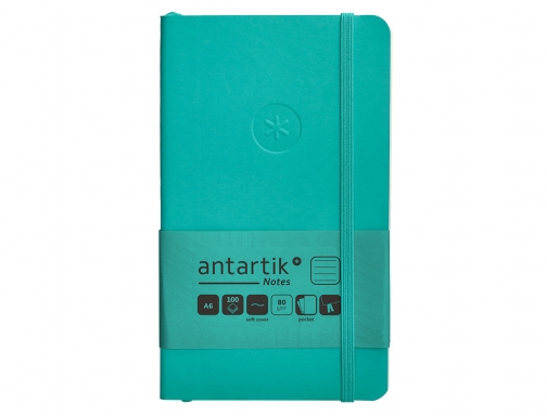 Cuaderno con gomilla Antartik notes tapa blanda A6 rayas turquesa 100 hojas TX86, imagen 3 mini