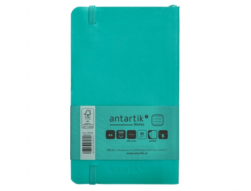 Cuaderno con gomilla Antartik notes tapa blanda A6 rayas turquesa 100 hojas TX86, imagen 4 mini