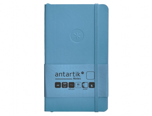 Cuaderno con gomilla Antartik notes tapa blanda A6 hojas lisas azul claro TX92, imagen 3 mini