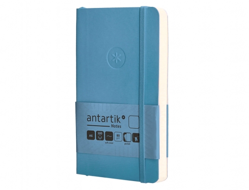 Cuaderno con gomilla Antartik notes tapa blanda A6 hojas lisas azul claro TX92, imagen 5 mini