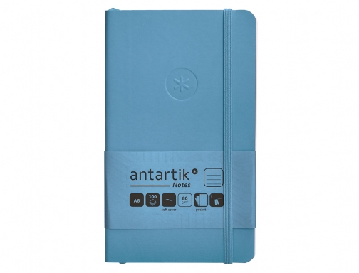 Cuaderno con gomilla Antartik notes tapa blanda A6 rayas azul claro 100 TX93, imagen 3 mini