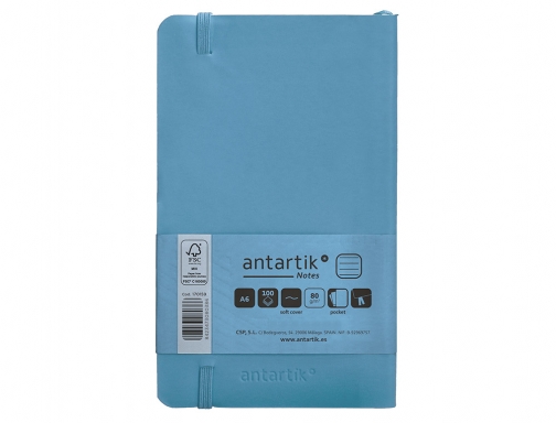 Cuaderno con gomilla Antartik notes tapa blanda A6 rayas azul claro 100 TX93, imagen 4 mini