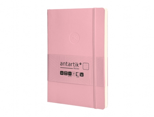 Cuaderno con gomilla Antartik notes tapa blanda A5 hojas puntos rosa pastel TX96, imagen 5 mini