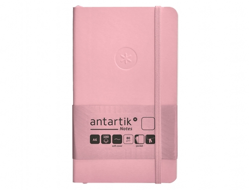 Cuaderno con gomilla Antartik notes tapa blanda A6 hojas lisas rosa pastel TX99, imagen 3 mini