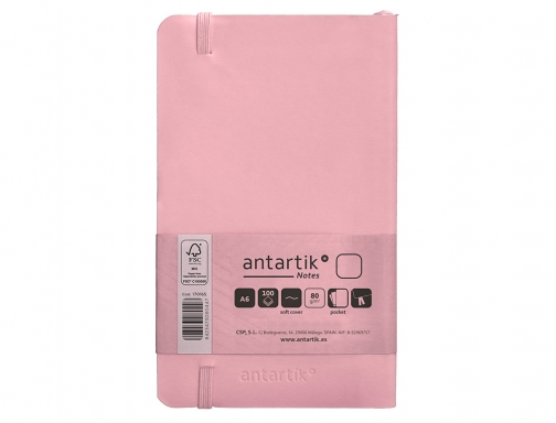 Cuaderno con gomilla Antartik notes tapa blanda A6 hojas lisas rosa pastel TX99, imagen 4 mini