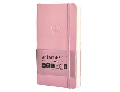 Cuaderno con gomilla Antartik notes tapa blanda A6 hojas lisas rosa pastel TX99, imagen 5 mini