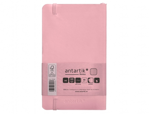 Cuaderno con gomilla Antartik notes tapa blanda A6 cuadricula rosa pastel 100 TY02, imagen 4 mini