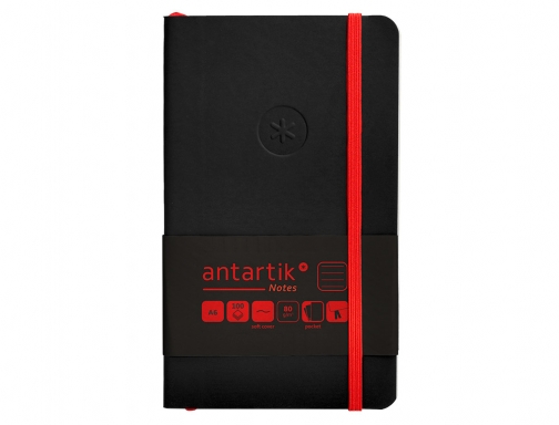 Cuaderno con gomilla Antartik notes tapa blanda A6 rayas negro y rojo TY08, imagen 3 mini