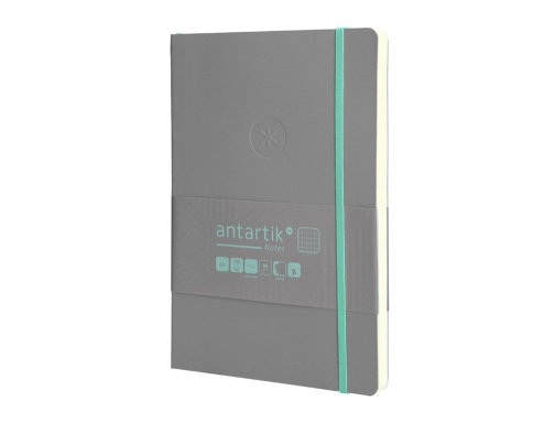 Cuaderno con gomilla Antartik notes tapa blanda A5 hojas cuadricula gris y TY13, imagen 5 mini