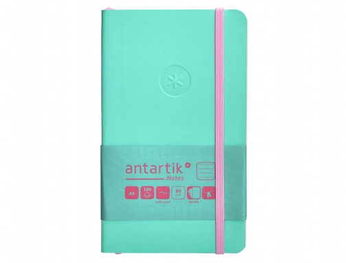 Cuaderno con gomilla Antartik notes tapa blanda A6 rayas rosa y turquesa TY22, imagen 3 mini