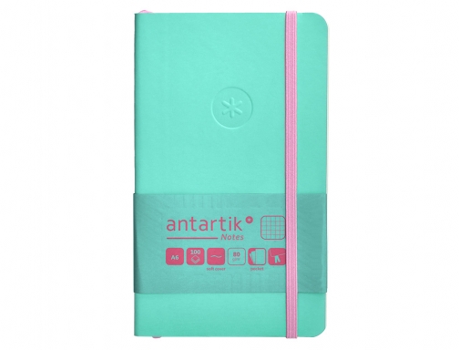 Cuaderno con gomilla Antartik notes tapa blanda A6 cuadricula rosa y turquesa TY23, imagen 3 mini