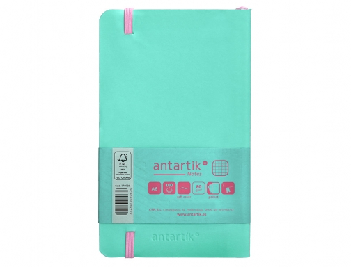 Cuaderno con gomilla Antartik notes tapa blanda A6 cuadricula rosa y turquesa TY23, imagen 4 mini