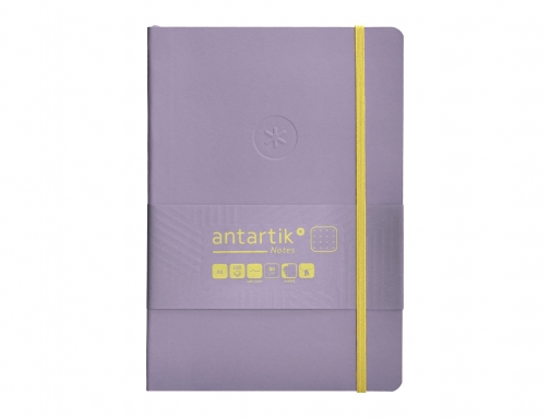 Cuaderno con gomilla Antartik notes tapa blanda A5 hojas puntos morado y TY25, imagen 3 mini