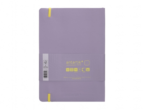 Cuaderno con gomilla Antartik notes tapa blanda A5 hojas puntos morado y TY25, imagen 4 mini