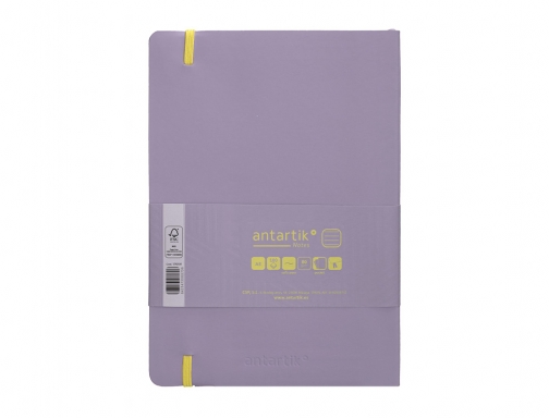 Cuaderno con gomilla Antartik notes tapa blanda A5 hojas rayas morado y TY26, imagen 4 mini