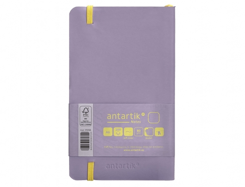 Cuaderno con gomilla Antartik notes tapa blanda A6 hojas lisas morado y TY28, imagen 4 mini