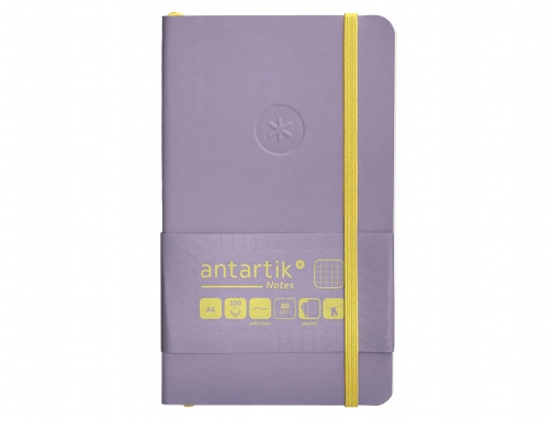 Cuaderno con gomilla Antartik notes tapa blanda A6 cuadricula morado y amarillo TY30, imagen 3 mini