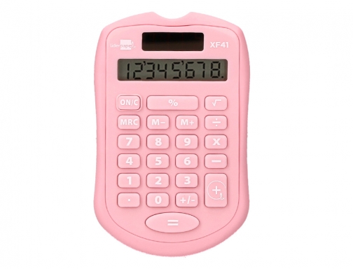 Calculadora Liderpapel bolsillo xf41 8 digitos solar y pilas color rosa 94x59,5x10,5mm 169727, imagen 3 mini