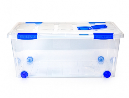 Contenedor plastico Plasticforte n 7 transparente con tapa 61l 73x41x32 cm 11118, imagen 2 mini