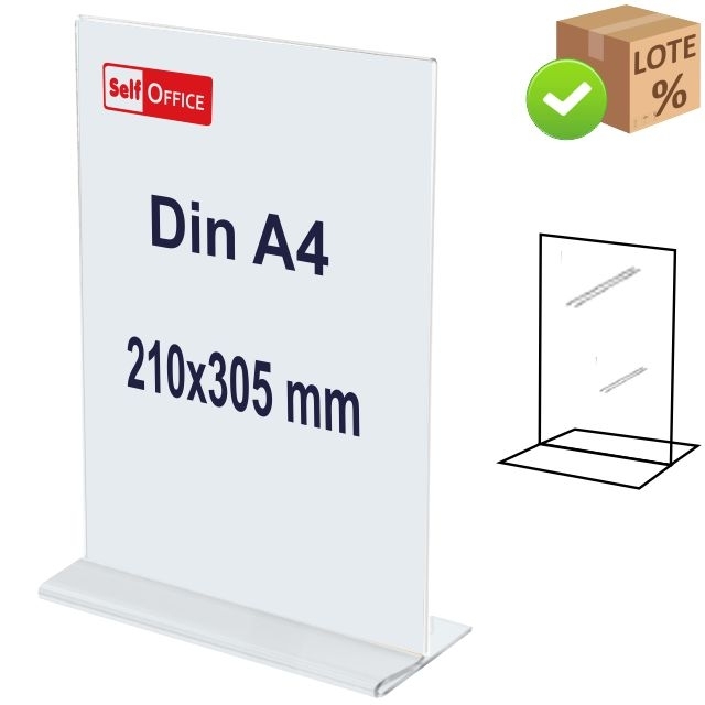 Expositor sobremesa tipo metacrilato Din A4 a 2 caras en T, imagen 3 mini