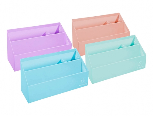 Organizador Exacompta aquarel carton forrado 3 compartimentos colores pastel surtidos 250x100x140 mm 67996D, imagen 3 mini