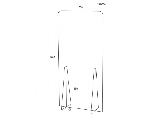 Pantalla de proteccion Archivo 2000 de pie metacrilato transparente 750x1400 mm 42539M CS TP, imagen 3 mini