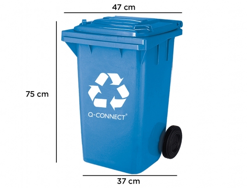 Papelera contenedor Qconnect plastico azul para papel y carton 100l con tapa KF16544, imagen 2 mini