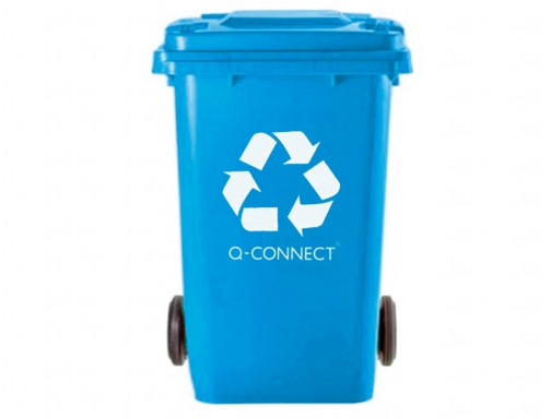 Papelera contenedor Qconnect plastico azul para papel y carton 100l con tapa KF16544, imagen 3 mini