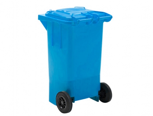 Papelera contenedor Qconnect plastico azul para papel y carton 100l con tapa KF16544, imagen 5 mini