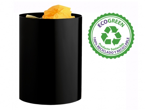 Papelera plastico Archivo 2000 ecogreen 100% reciclada 18 litros color negro 260x335 2000 NE, imagen 3 mini