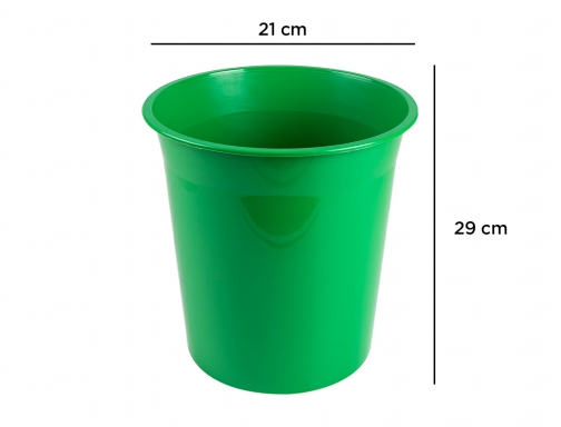 Papelera plastico Qconnect verde opaco 13 litros 275x285 mm KF19036, imagen 2 mini