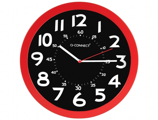 Reloj Qconnect de pared plastico oficina redondo 30 cm color rojo y KF11215, imagen 2 mini