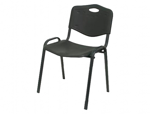 Silla apilable pyc estructura metal asiento respaldo pvc ergonomica 810x480mmx420 mm color Piqueras y cres PACK426INE , negro, imagen 2 mini