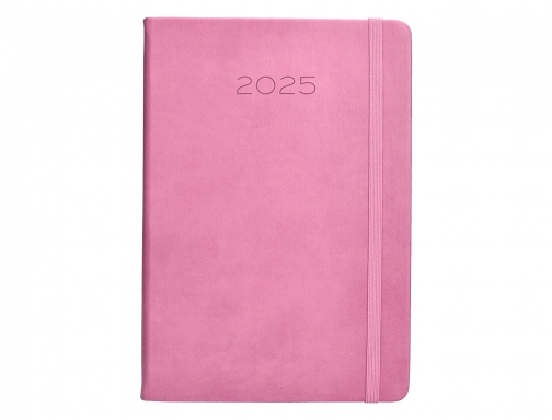 Agenda encuadernada Liderpapel mykonos A5 2025 da pgina color rosa papel 70 170515, imagen 3 mini