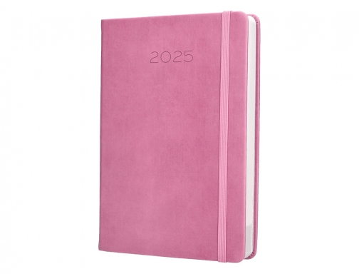 Agenda encuadernada Liderpapel mykonos A5 2025 da pgina color rosa papel 70 170515, imagen 5 mini