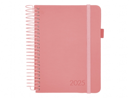 Agenda encuadernada Liderpapel neon A5 2025 da pgina color rosa papel 70 170453, imagen 3 mini