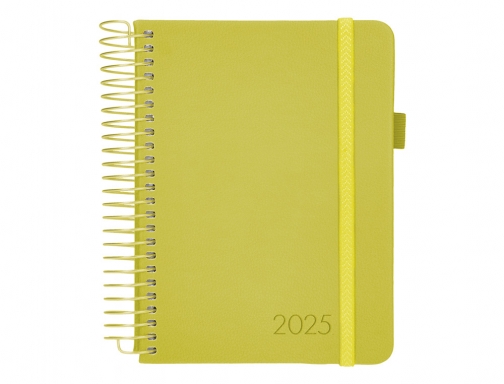 Agenda encuadernada Liderpapel neon A5 2025 da pgina color amarillo papel 70 170455, imagen 3 mini