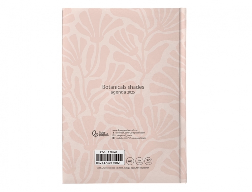 Agenda encuadernada Liderpapel nomi A6 2025 da pgina flores papel 70 gr 170542, imagen 4 mini