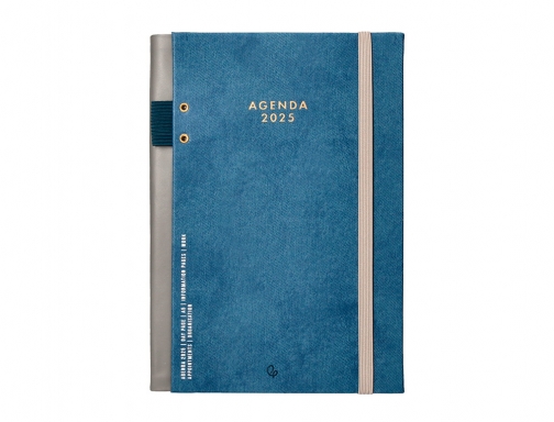 Agenda encuadernada Liderpapel paxos A5 2025 da pgina color azul papel 70 170503, imagen 3 mini