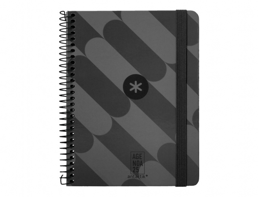 Agenda espiral Antartik pattern A6+ 2025 semana vista color negro papel 80 170554, imagen 3 mini